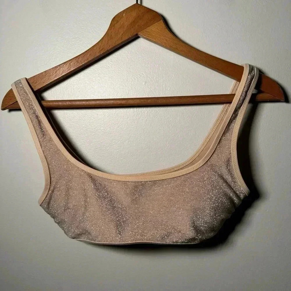 NWT AERIE SCOOP BIKINI TOP GLITTER  S - Picture 2 of 6